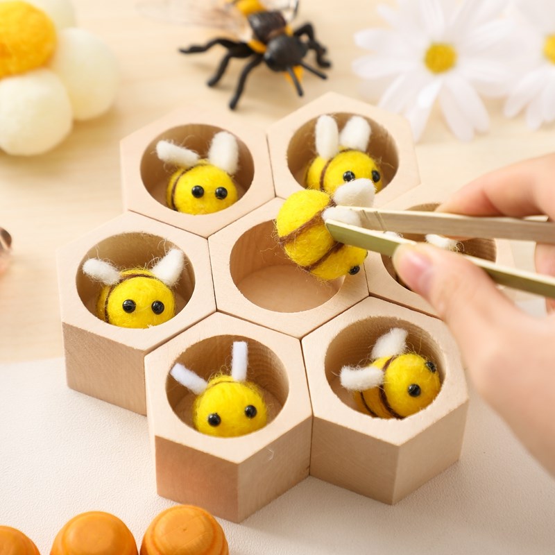 Montessori Shelf Toy - Zabawki sensoryczne pszczoły dla noworodków, zabawka