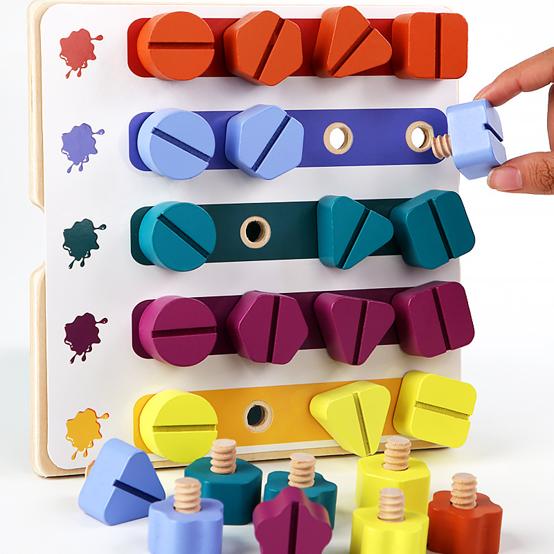 Dzieci drewniana śruba nakrętk – Montessori Shelf Toy recenzja i cena