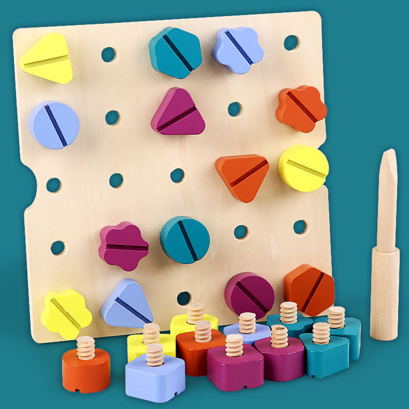 Dzieci drewniana śruba nakrętk – Montessori Shelf Toy recenzja i cena