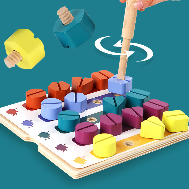 Dzieci drewniana śruba nakrętk – Montessori Shelf Toy recenzja i cena