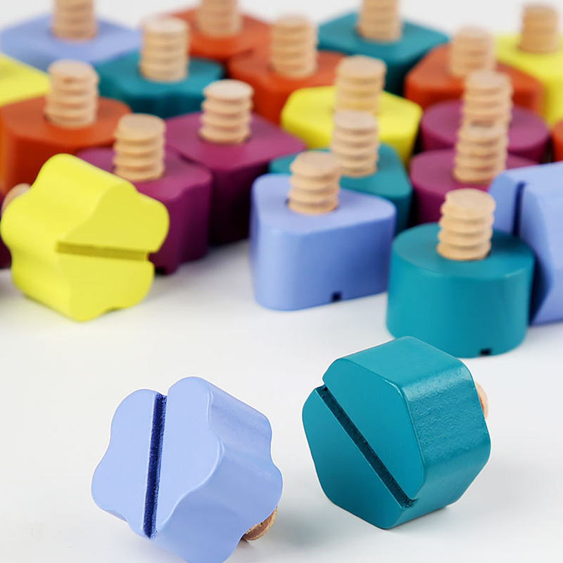 Dzieci drewniana śruba nakrętk – Montessori Shelf Toy recenzja i cena